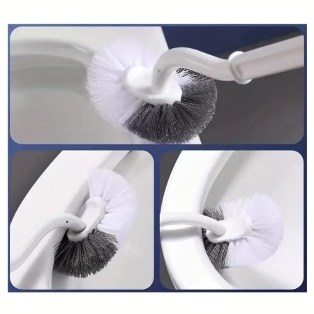 Perie de Toaleta, Flippy, Maner Curbat, cu Suport, 40 x 12 cm, Peri Flexibili, Alb