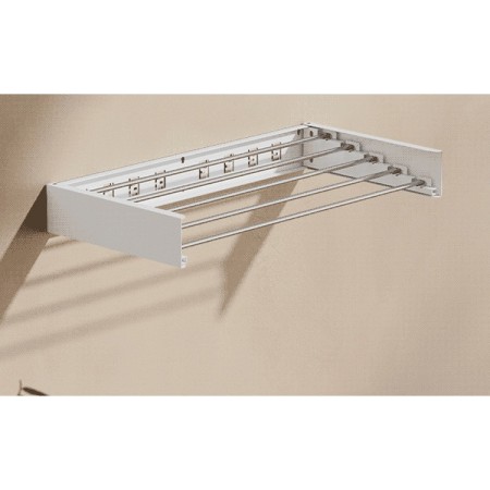 Suport Haine, Flippy, Depozitare si Uscare Rufe, din Aluminiu, Pliabil, Impermeabil, Montare prin Perforare, 100 cm, Alb