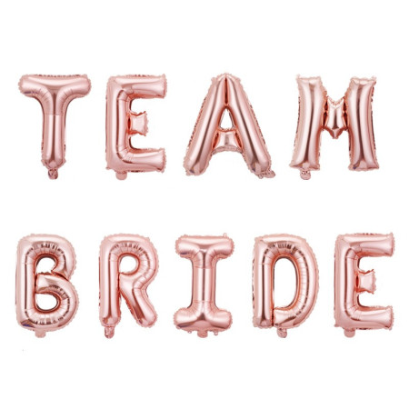 Set Baloane din Folie Metalizata, Flippy, Model Team Bride, Litere de 40 cm, Tema Iubire, Baloane Party, Ambalaj Individual, Pai Inclus, Umflare cu Aer sau Heliu, Roz
