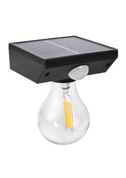 Lampa solara Flippy, pentru exterior, tip bec, rezistenta la apa IP65, material ABS, baterie 3.7V, 1200 mah, 9.5 x 11 cm, autonomie 8 ore, senzor de miscare,  alb cald