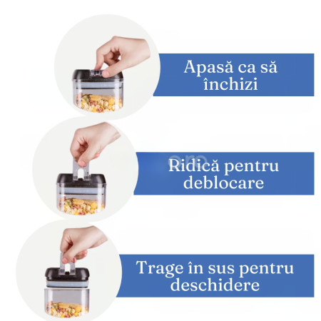Set 7 Recipiente Organizare Alimente, Flippy, Inchidere Etansa, Etichete Reutilizabile, Cupe Masurare, 4 Dimensiuni Diferite, din Plastic Dur, Transparent