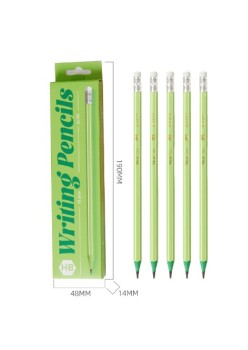 Set 12 Creioane Negre, Flippy, HB, pentru Scoala, cu Radiera, Model Verde, 19 cm