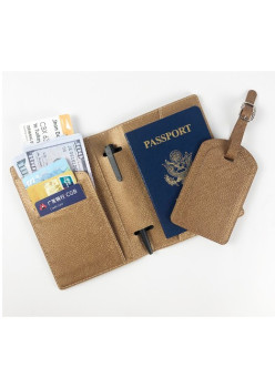 Portofel pentru Pasaport si Carduri, Flippy, 23x16 cm, 70g, din Piele PU, Suport Pix, Accesoriu Suport Eticheta, Unisex, Multifunctional, Maro
