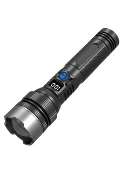 Lanterna Power Bank LED, Flippy, Incarcare USB, Raza 200m, 10W, Model T6 Telescopic, Functie Zoom si Incarcare Telefon, 1800 mAh, Negru