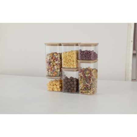 Cutie depozitare Alimente, Flippy, Bamboo Lid+PS, 10x10x14 cm, 200 g, 0.8L, Transparent maro