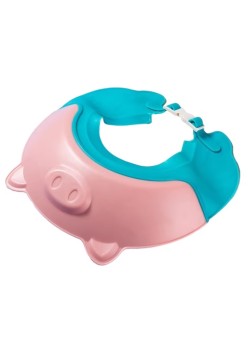 Viziera de Protectie Baie Pentru Copii, Fippy, Model Purcelus, Dimensiune ajustabila, Durabil, Usor de curatat, Impotriva Samponului, pentru Ochi si Urechi, TPE+PP, 23x23 cm, Roz