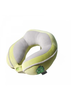 Pernă de Călătorie Ergonomică pentru Gât și Cap, Umplutură din Bumbac, Confort Maxim, Model Brodat Crocodil, 28x28x10 cm, Verde