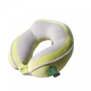 Pernă de Călătorie Ergonomică pentru Gât și Cap, Umplutură din Bumbac, Confort Maxim, Model Brodat Crocodil, 28x28x10 cm, Verde