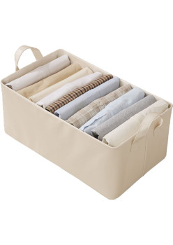 Cutie de Depozitare Tip Cos, Flippy, Material Piele Ecologica, Pliabila, 47x28x20 cm, 26 l, Cadru Metalic, cu Manere, Bej
