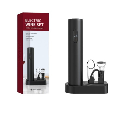 Set Tirbuson Electric din 5 piese, Flippy, Deschizator Electric, Incarcare USB, Multifunctional, 23x14cm, Negru