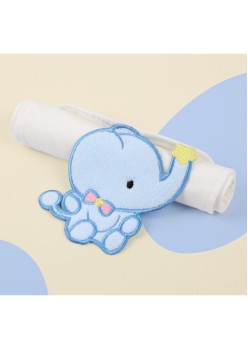 Prosop Absorbant din Bumbac pentru Bebelusi, Flippy, 19x28 cm, Model Elefantel, Alb