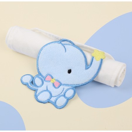 Prosop Absorbant din Bumbac pentru Bebelusi, Flippy, 19x28 cm, Model Elefantel, Alb