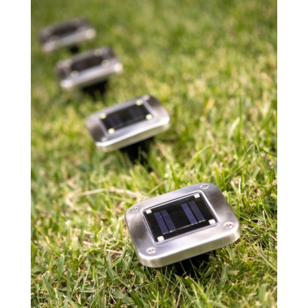 Lampă Solară LED pentru Grădină, 8 LED-uri, Montaj Perete & Sol, IP65, ABS & Policarbonat, 9x9 cm, 600mAh, Alb Rece