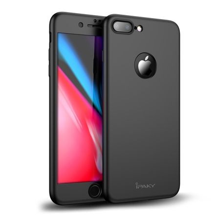 Husa Apple iPhone 8 Plus IPAKY Full Cover 360 Negru + Folie Cadou