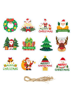 Set Decoratiuni de Craciun pentru Brad, Flippy, Modele Variate, Sfoara Inclusa, 12 Piese, 5.5 x 6.5 cm, Model A, Multicolor