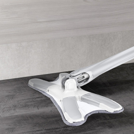 Set Mop Plat + Galeata, Flippy, cu Sistem de Stoargere, Lungime Telescopica 140 cm, Argintiu/Galben