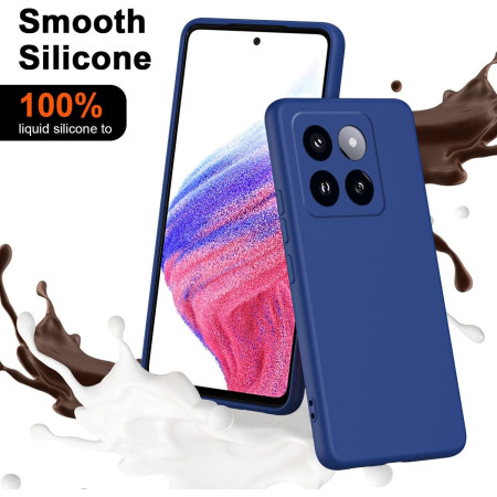 Husa de Protectie, Flippy, pentru Xiaomi 14, Liquid Silicone, cu Microfibra pe Interior, Protectie Antisoc, Compatibil Incarcare Wireless, Albastru