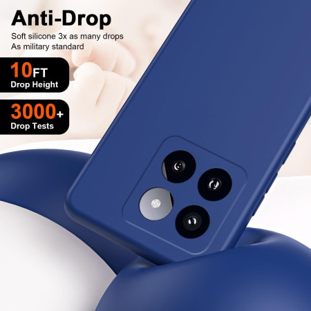 Husa de Protectie, Flippy, pentru Xiaomi 14, Liquid Silicone, cu Microfibra pe Interior, Protectie Antisoc, Compatibil Incarcare Wireless, Albastru