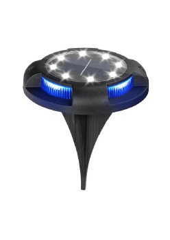 Lampa solara LED tip spot pentru gradina Flippy, cu 4 leduri laterale multicolore si 8 leduri principale alb rece, IP65, material ABS, baterie 2V, 700 mah, 11x13.5 cm, multicolor