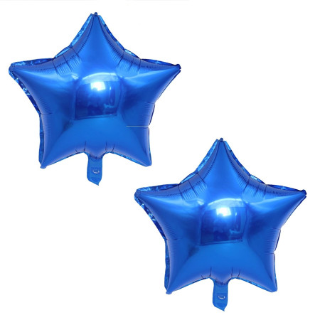 Balon din Folie Metalizata, Flippy, Figurina Stea, Model Simplu, Tematica Aniversare, 40 cm, Ambalaj Individual, Pai Inclus, Umflare cu Aer sau Heliu, Albastru