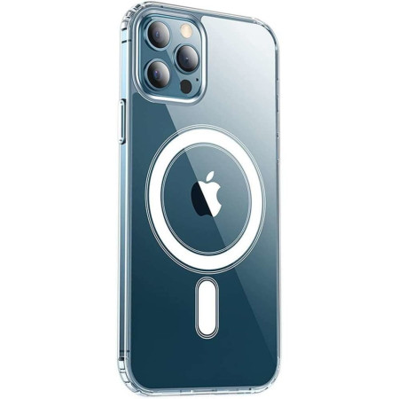 Husa protectie Flippy pentru iPhone 14 Pro Mag Safe, 2 in 1 incarcare si magnet, Silicon si Acril, Transparenta