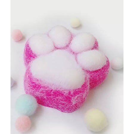 Jucarie Interactiva Squishy, Flippy, Model Cat Paw, Revenire Lenta, din TPR, +3 Ani, 7.5 cm, Textura Puf, Roz