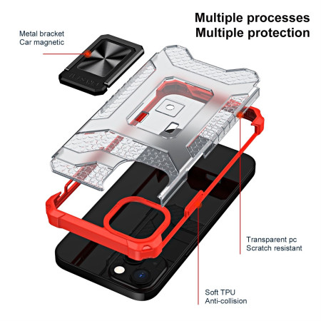 Husa de protectie Flippy compatibila cu Apple iPhone 13 Acrylic Armor cu suport Rosu