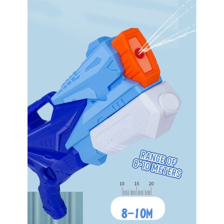 Pistol cu Apă pentru Copii, 6+ ani, cu Rezervor Mare, 3 Duze pentru Jet Reglabil, 770ML, Albastru