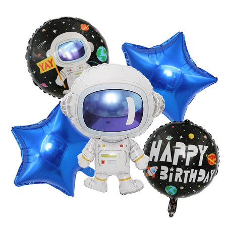 Balon din Folie Metalizata, Flippy, Figurina Stea, Model Simplu, Tematica Aniversare, 40 cm, Ambalaj Individual, Pai Inclus, Umflare cu Aer sau Heliu, Albastru