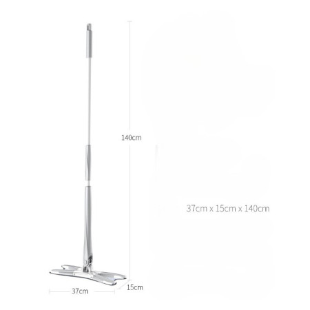 Mop Plat, Flippy, cu Sistem de Stoarcere, 2 Lavete Incluse, Lungime Telescopica 140 cm, Argintiu