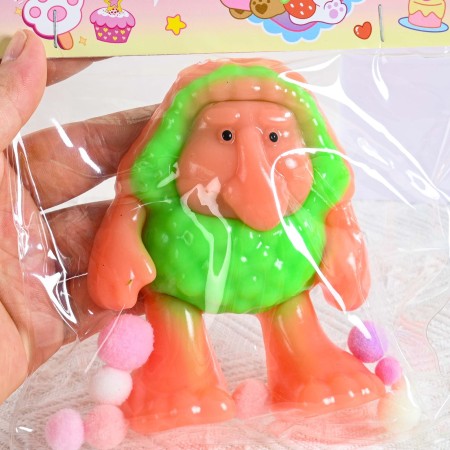 Jucarie Antistres Squishy, Flippy, Model Omul Pesterii, cu Revenire Lenta, din TPR, 12 x 11 x 3 cm, Multicolor