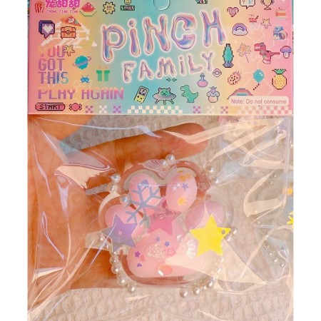 Jucarie Antistres Squishy, Flippy, cu Revenire Lenta, Model Labuta de Pisica, 6x5.5 cm, 70g, Ambalaj Transparent, Roz-Transparent