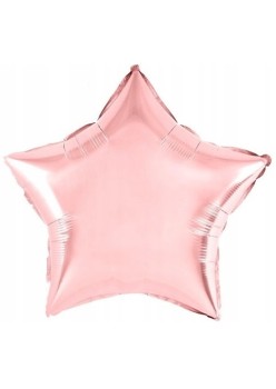 Balon din Folie Metalizata, Flippy, Figurina Stea, Model Simplu, Tematica Aniversare, 40 cm, Ambalaj Individual, Pai Inclus, Umflare cu Aer sau Heliu, Rose