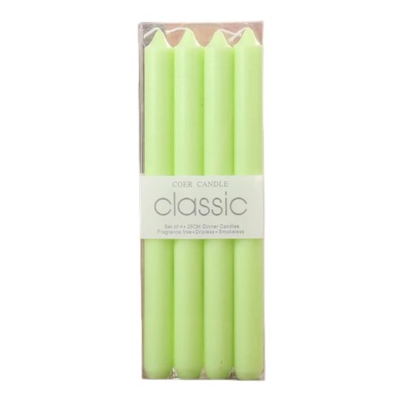 Set 4 Lumanari, Flippy, pentru Suport de Masa, Fara Miros si Fum, din Parafina, 2.2 x 25 cm, Verde