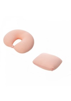 Pernă TravelFlex 2în1, Confort Ergonomic, Umplutură cu Particule de Spumă cu Memorie, Design Versatil, Roz