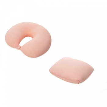 Pernă TravelFlex 2în1, Confort Ergonomic, Umplutură cu Particule de Spumă cu Memorie, Design Versatil, Roz