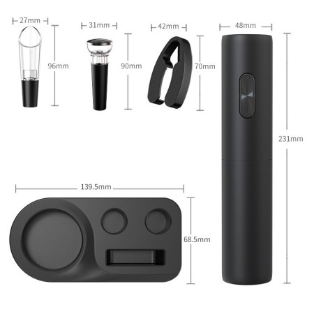 Set Tirbuson Electric din 5 piese, Flippy, Deschizator Electric, Incarcare USB, Multifunctional, 23x14cm, Negru