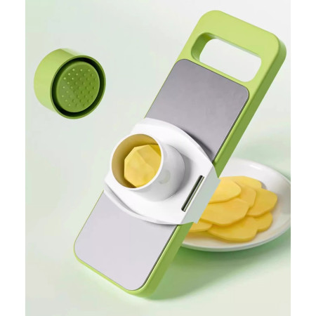 Set Razatoare 7 Piese, Otel Inoxidabil, Ideal Legume, Fructe si branzeturi, Gri-Verde