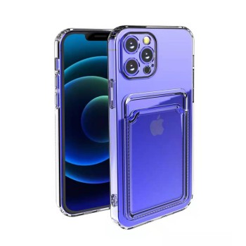 Husa protectie Flippy cu suport card compatibila cu Apple iPhone 13 Pro Max Transparent
