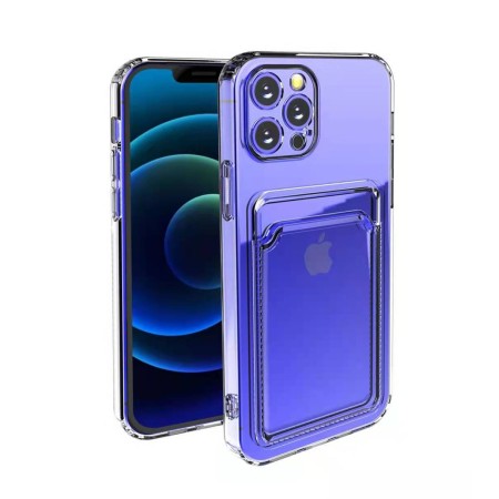 Husa protectie Flippy cu suport card compatibila cu Apple iPhone 13 Pro Max Transparent