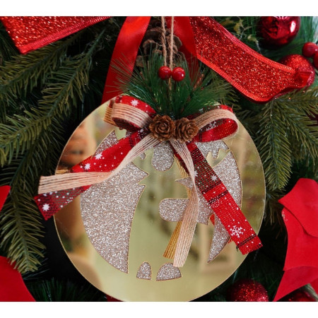 Ornament brad, Flippy, Ren, Auriu, Lucios, 17*17CM, Acril, Interior/ Exterior