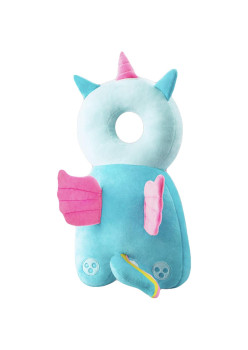 Pernă Tip Rucsac pentru Protecția Capului Bebelușilor, Tetieră Ergonomică Model Unicorn, 33x6x19 cm, 180 g, Albastru