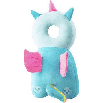 Pernă Tip Rucsac pentru Protecția Capului Bebelușilor, Tetieră Ergonomică Model Unicorn, 33x6x19 cm, 180 g, Albastru
