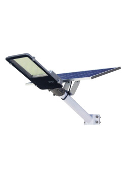Lampa solara stradala Flippy, pentru curte sau strada, finisaj lucios, rezistent la apa, montare prin fixare, senzor lumina, baterie de litiu, IP65, lumina rece, putere 500W, autonomie 10 ore, 49.5 x 21 x 9 cm, negru