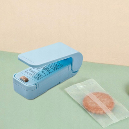 Mini Aparat de Sigilat Pungi cu Baterii, Flippy, Etansare prin Caldura, Spate Magnetic, Portabil, 9.7x3 cm, Albastru