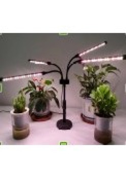 Lampa UV pentru cresterea plantelor Flippy, 4 capete, extensibila, ajustabila pana la 66.5 cm, 20W, conectare la retea, 72 LED-uri, lumina mov