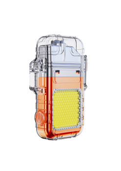 Lanterna Tip Breloc cu Bricheta, Flippy, Impermeabila, 3 Moduri Iluminare, 300 mAh, Incarcare USB-C, COB, Raza de Actiune 50 - 100 m, 7.4 x 4.9 x 1.7 cm, Portocaliu