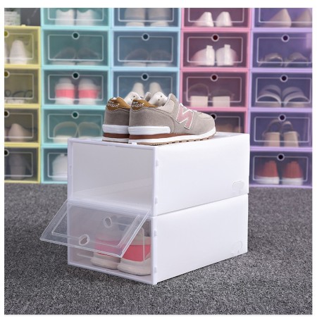 Cutie pentru Pantofi, Flippy, Tip Sertar, din Plastic, Stivuibila, Usa Frontala, 31 x 21.5 x 12.5 cm, Transparent