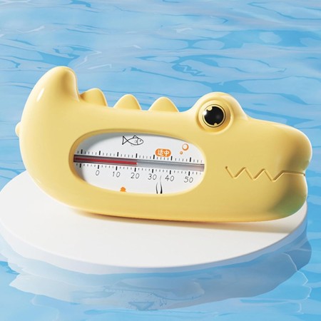 Termometru pentru Baie, Flippy, Plutitor, Rezistent la apa, Multifunctional, Model Crocodil, 2.7x6.5x3.7 cm, Galben