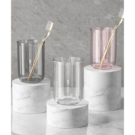 Cana de Apa pentru Clatit, Flippy, pentru Periuta de Dinti, 200 ml, 10.4 x 7.3 cm, Gri Transparent